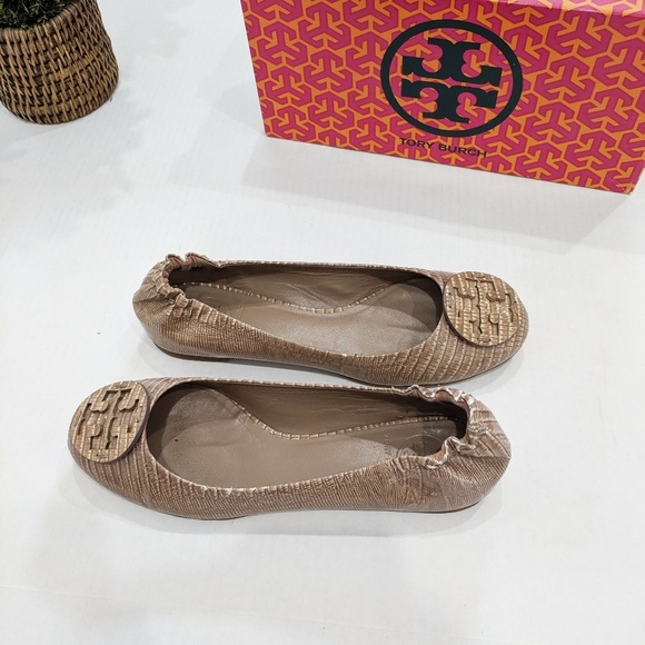 Tory Burch Shoes - Tory Burch Brazil Nut Reva - Patent Lizard 7.5